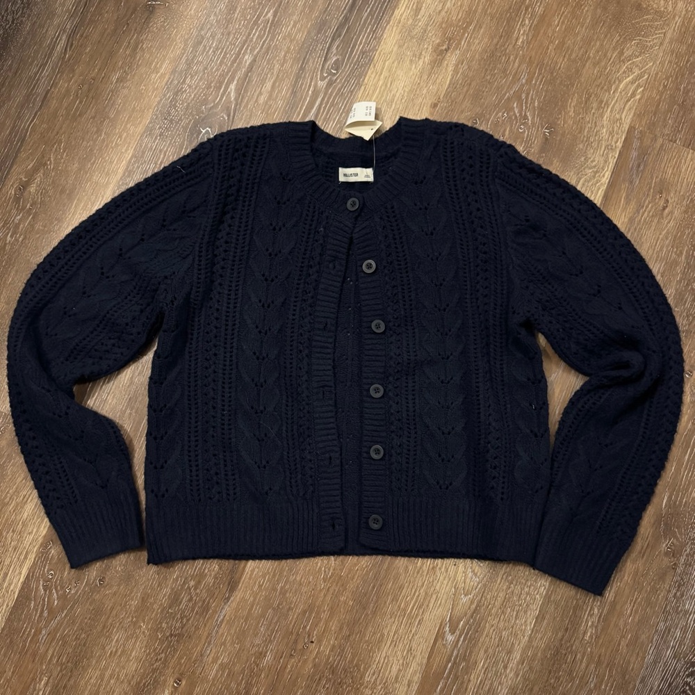 Navy Blue Hollister Cardigan Sweater